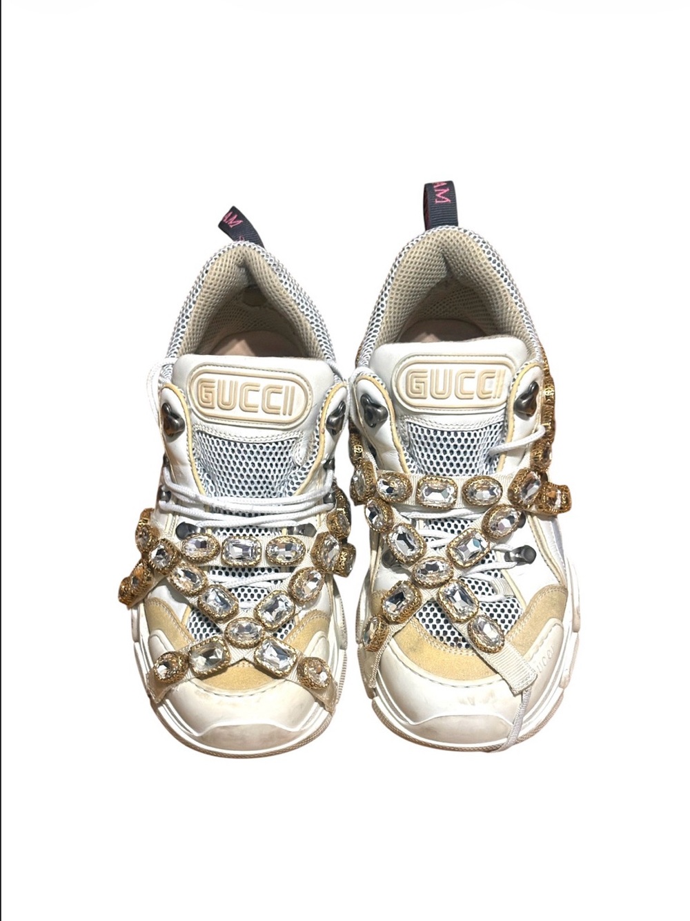 Gucci Flashtrek Sneakers with Removable Crystals in white